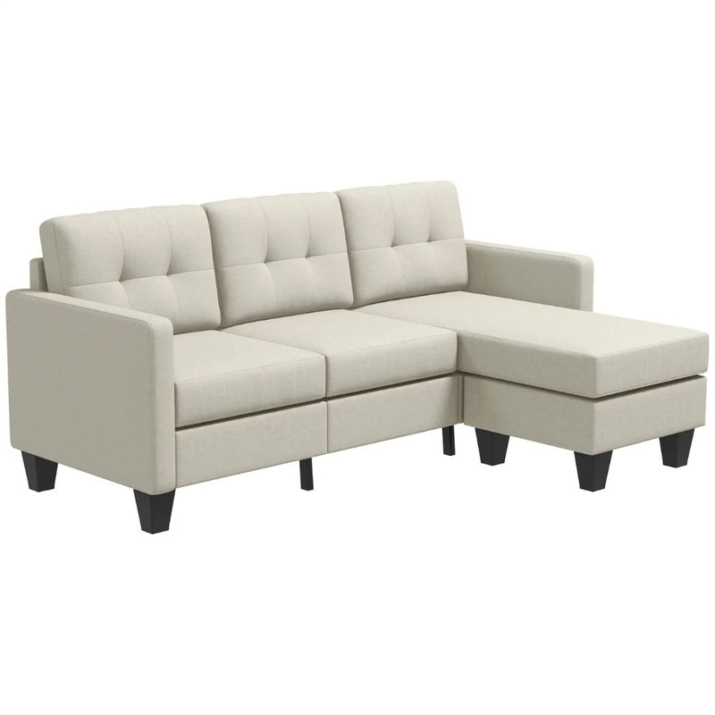 Carmen 77" Beige Upholstered Reversible Sectional Sofa