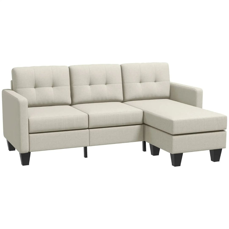 Carmen 77" Beige Upholstered Reversible Sectional Sofa