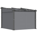 Gazebos, Bennington 10' x 10' Outdoor Pergola with Retractable Canopy and Privacy Walls - Grey - Seasonal Overstock