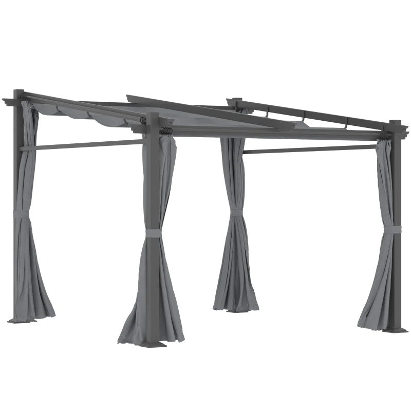 Bennington 10' x 10' Outdoor Pergola with Retractable Canopy and Privacy Walls - Grey