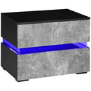 Night Tables, Bentlix Grey 2 Drawer Nightstand with RGB LED Light - Seasonal Overstock