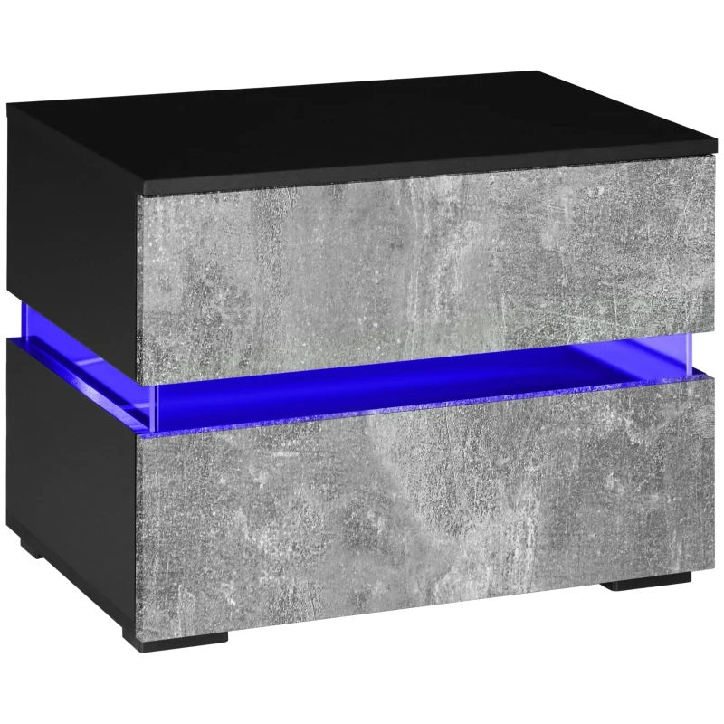 Bentlix Grey 2 Drawer Nightstand with RGB LED Light