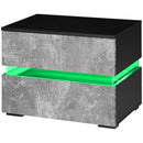Night Tables, Bentlix Grey 2 Drawer Nightstand with RGB LED Light - Seasonal Overstock