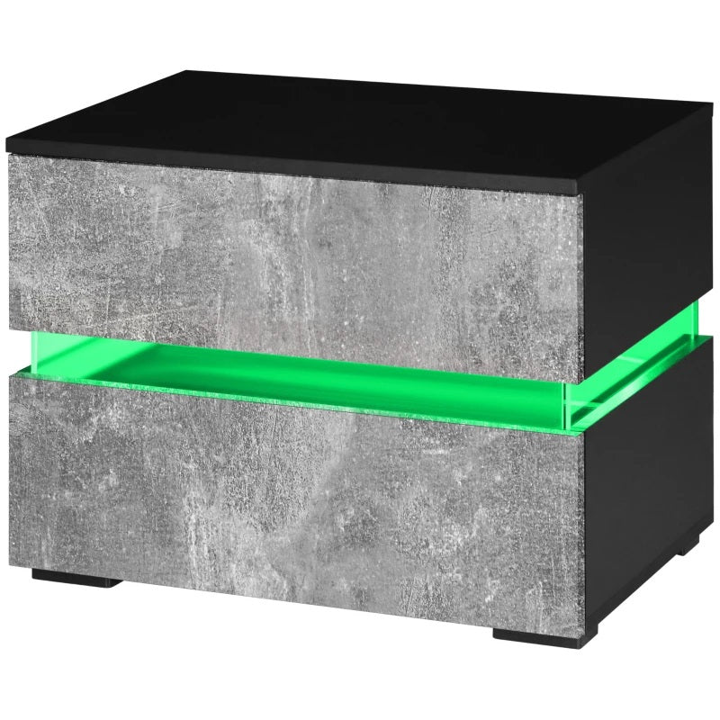 Bentlix Grey 2 Drawer Nightstand with RGB LED Light