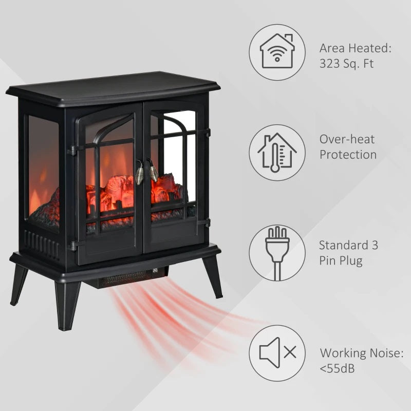 Berkely Street 25" Electric Fireplace with Black Stove Look and 1400W Heater