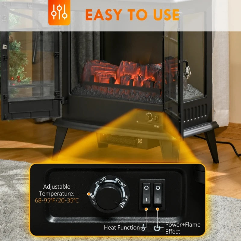 Berkely Street 25" Electric Fireplace with Black Stove Look and 1400W Heater