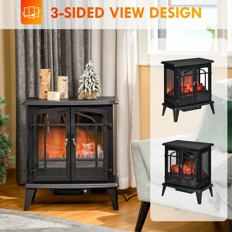 Berkely Street 25" Electric Fireplace with Black Stove Look and 1400W Heater