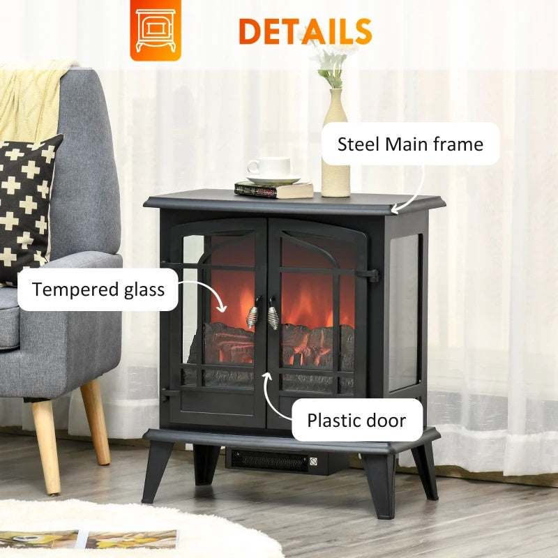 Berkely Street 25" Electric Fireplace with Black Stove Look and 1400W Heater