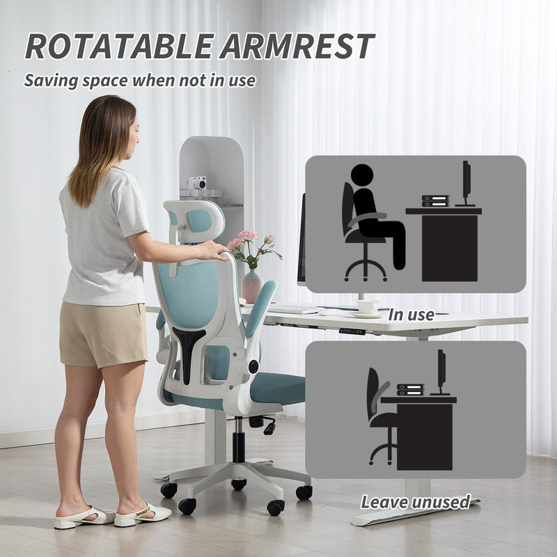 Bexford Lane High Back Office Chair Mesh Computer Desk Chair with Lumbar Support and Adjustable Height - Light Blue