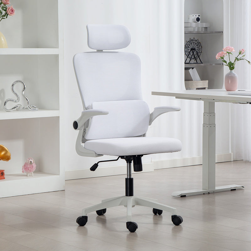 Bexford Lane High Back Office Chair Mesh Computer Desk Chair with Lumbar Support and Adjustable Height - White
