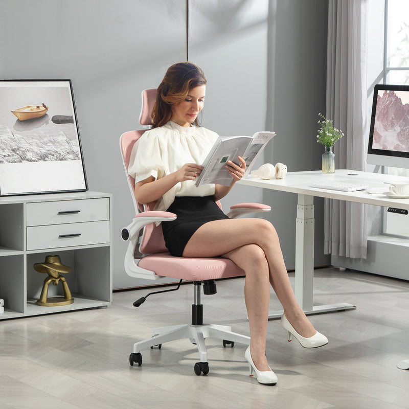 Bexford Lane High Back Office Chair Mesh Computer Desk Chair with Lumbar Support and Adjustable Height - Pink