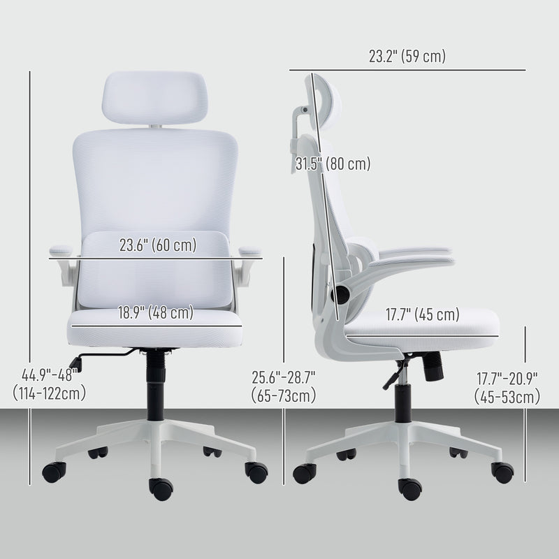 Bexford Lane High Back Office Chair Mesh Computer Desk Chair with Lumbar Support and Adjustable Height - White
