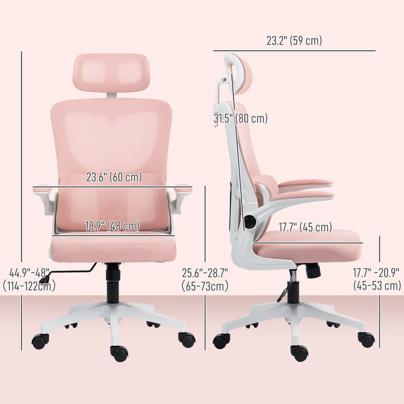 Bexford Lane High Back Office Chair Mesh Computer Desk Chair with Lumbar Support and Adjustable Height - Pink