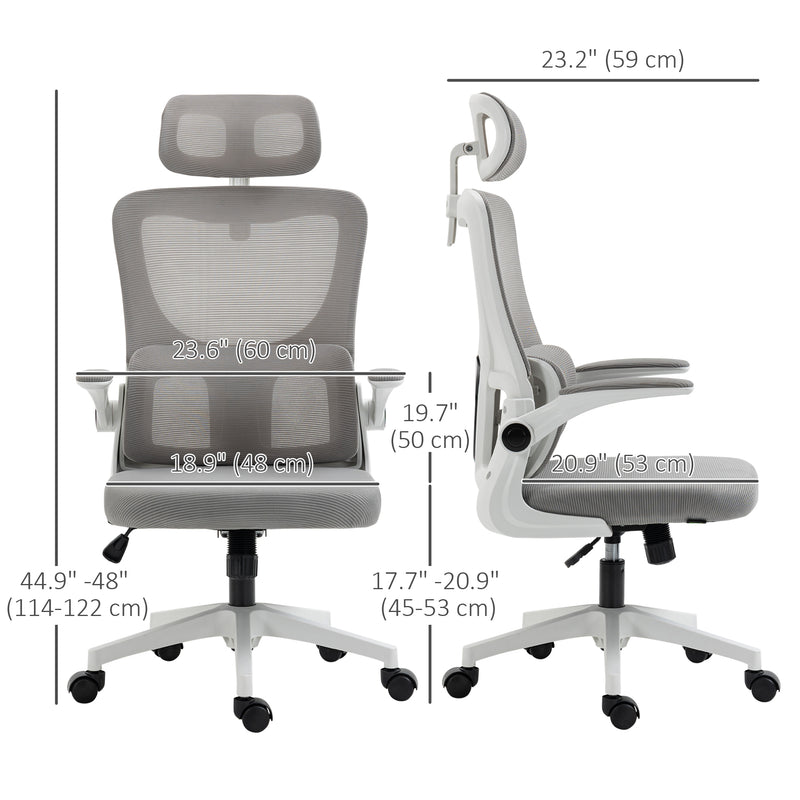 Bexford Lane High Back Office Chair Mesh Computer Desk Chair with Lumbar Support and Adjustable Height - Grey