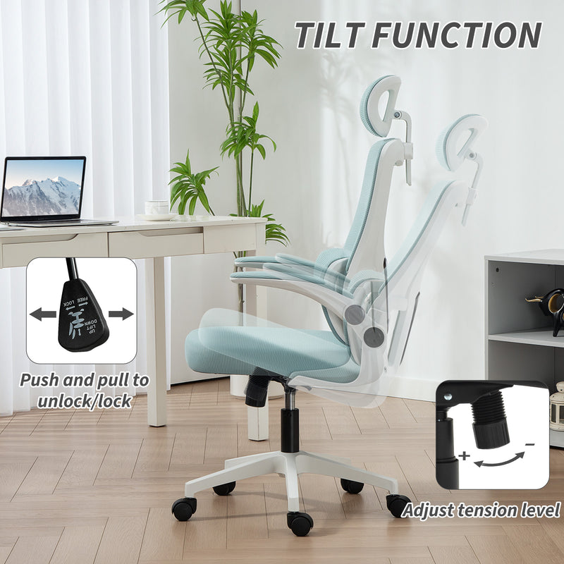 Bexford Lane High Back Office Chair Mesh Computer Desk Chair with Lumbar Support and Adjustable Height - Light Blue