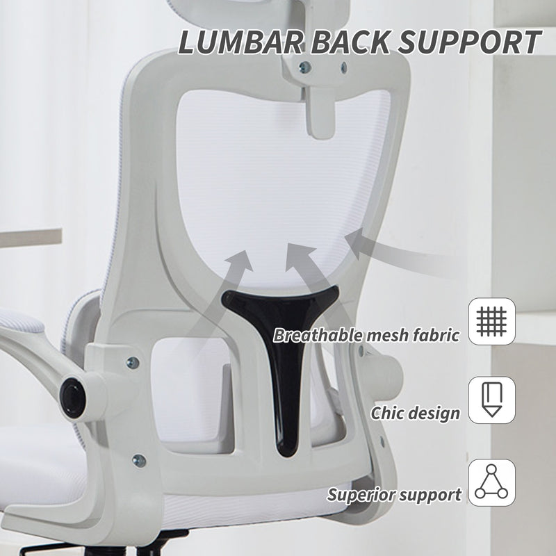 Bexford Lane High Back Office Chair Mesh Computer Desk Chair with Lumbar Support and Adjustable Height - White