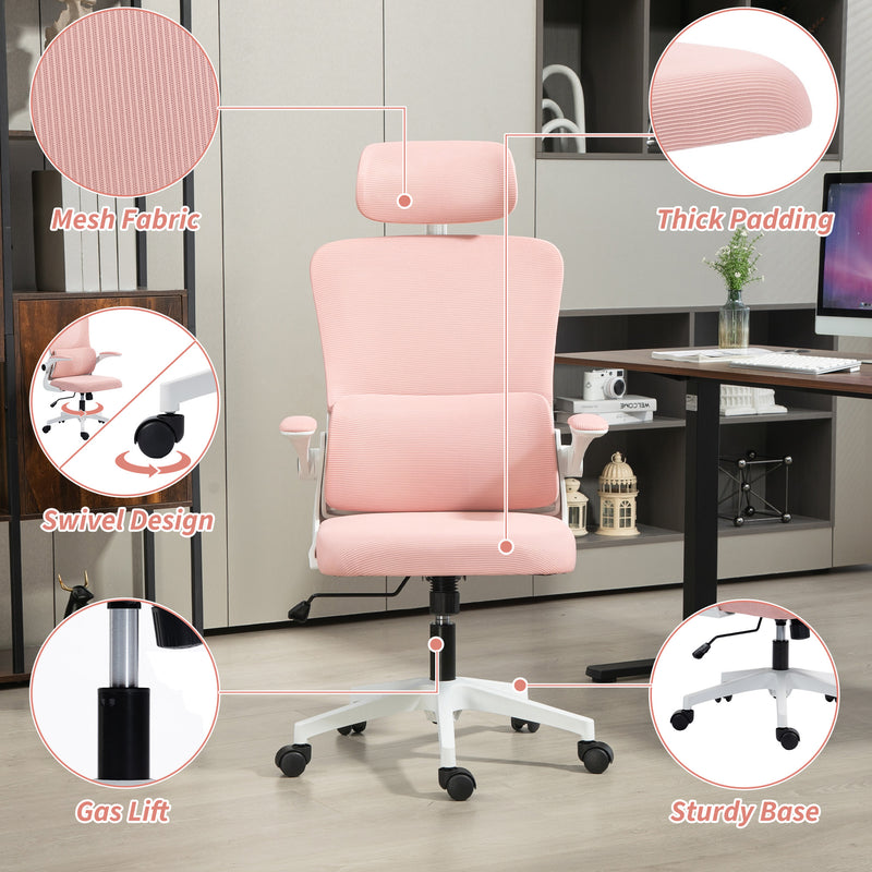 Bexford Lane High Back Office Chair Mesh Computer Desk Chair with Lumbar Support and Adjustable Height - Pink