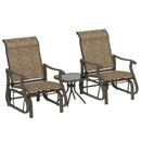 Birmingham 3pc Outdoor Glider Chair Set with Table for Patio, Brown