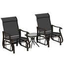 Birmingham 3pc Outdoor Glider Chair Set with Table for Patio, Black