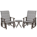 Birmingham 3pc Outdoor Glider Chair Set with Table for Patio, Grey