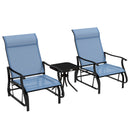 Birmingham 3pc Outdoor Glider Chair Set with Table for Patio, Light Blue