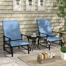 Birmingham 3pc Outdoor Glider Chair Set with Table for Patio, Light Blue