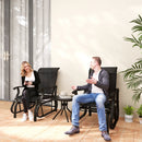 Birmingham 3pc Outdoor Glider Chair Set with Table for Patio, Black
