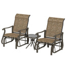 Birmingham 3pc Outdoor Glider Chair Set with Table for Patio, Brown