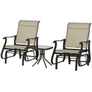 Birmingham 3pc Outdoor Glider Chair Set with Table for Patio, Mixed Grey
