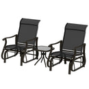 Birmingham 3pc Outdoor Glider Chair Set with Table for Patio, Black