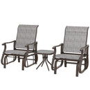 Birmingham 3pc Outdoor Glider Chair Set with Table for Patio, Grey