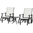 Birmingham 3pc Outdoor Glider Chair Set with Table for Patio, White