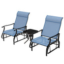 Birmingham 3pc Outdoor Glider Chair Set with Table for Patio, Light Blue
