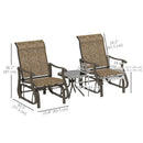 Birmingham 3pc Outdoor Glider Chair Set with Table for Patio, Brown