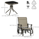 Birmingham 3pc Outdoor Glider Chair Set with Table for Patio, Mixed Grey