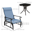 Birmingham 3pc Outdoor Glider Chair Set with Table for Patio, Light Blue