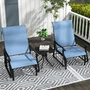 Birmingham 3pc Outdoor Glider Chair Set with Table for Patio, Light Blue