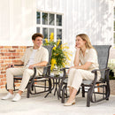 Birmingham 3pc Outdoor Glider Chair Set with Table for Patio, Grey
