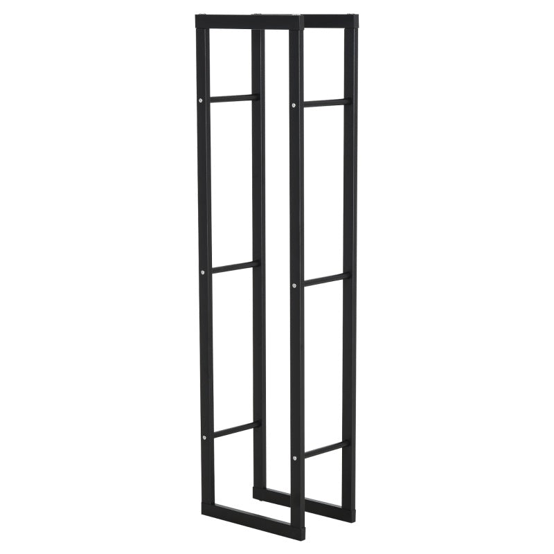 Black Vertical Indoor Outdoor Log Holding Firewood Rack - 16"W x 59"H