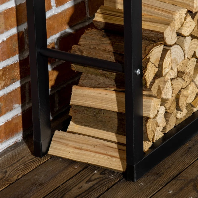 Black Vertical Indoor Outdoor Log Holding Firewood Rack - 24"W x 59"H