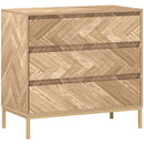 Blessed Creek 3-Drawer Herringbone Dresser for Bedroom - Natural Wood
