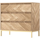Blessed Creek 3-Drawer Herringbone Dresser for Bedroom - Natural Wood