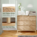 Blessed Creek 3-Drawer Herringbone Dresser for Bedroom - Natural Wood
