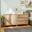Blessed Creek 3-Drawer Herringbone Dresser for Bedroom - Natural Wood
