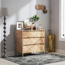 Blessed Creek 3-Drawer Herringbone Dresser for Bedroom - Natural Wood