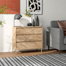 Blessed Creek 3-Drawer Herringbone Dresser for Bedroom - Natural Wood