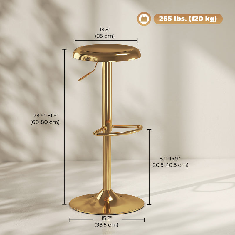Brix Avenue 2pc Adjustable Height Metal Barstool Set 23.6 to 31.5-Inch - Gold