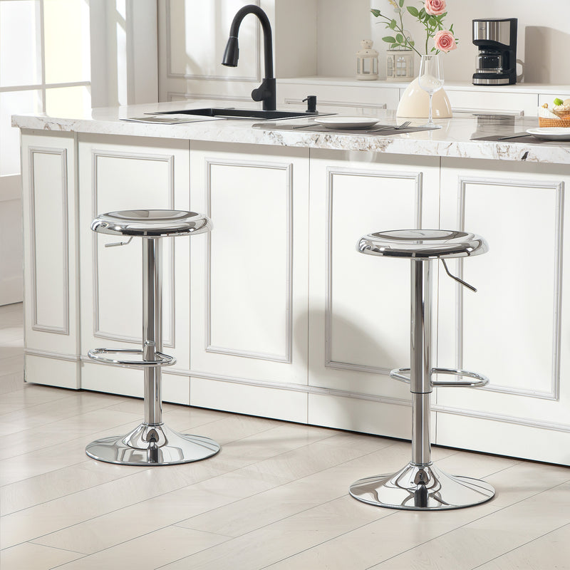 Brix Avenue 2pc Adjustable Height Metal Barstool Set 23.6 to 31.5-Inch - Silver