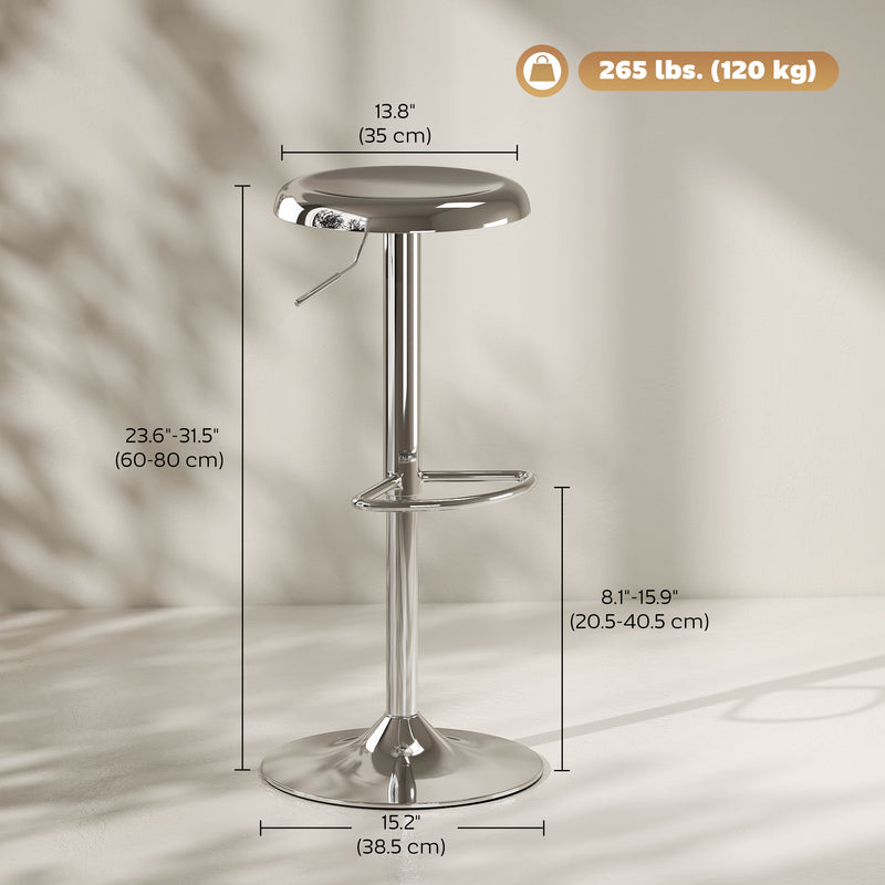 Brix Avenue 2pc Adjustable Height Metal Barstool Set 23.6 to 31.5-Inch - Silver