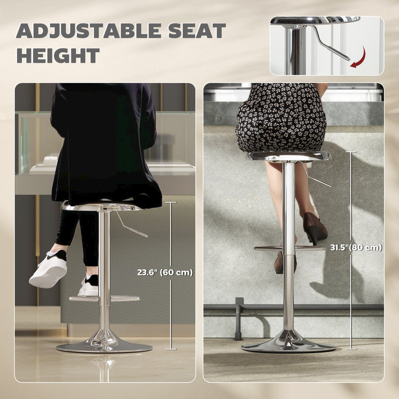 Brix Avenue 2pc Adjustable Height Metal Barstool Set 23.6 to 31.5-Inch - Silver